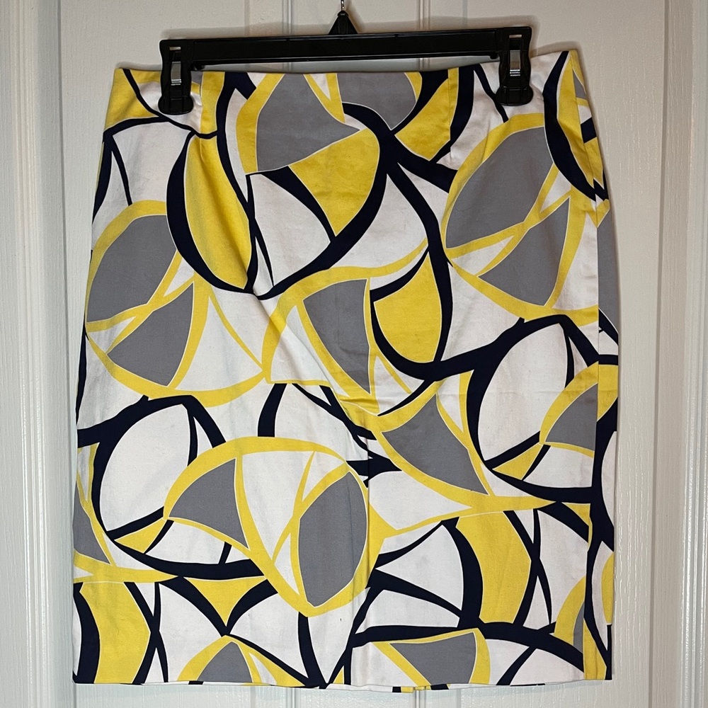 JONES WEAR: Blue & Yellow Pencil Skirt